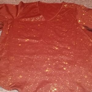 Women's Unbranded Top Shirt Size 4XL Color Brown Stars Lightweight Cute Mom...